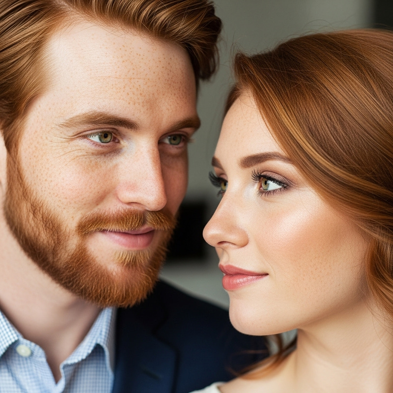 Close-Up Ginger-Haired Couple with Freckles | Romantic Look