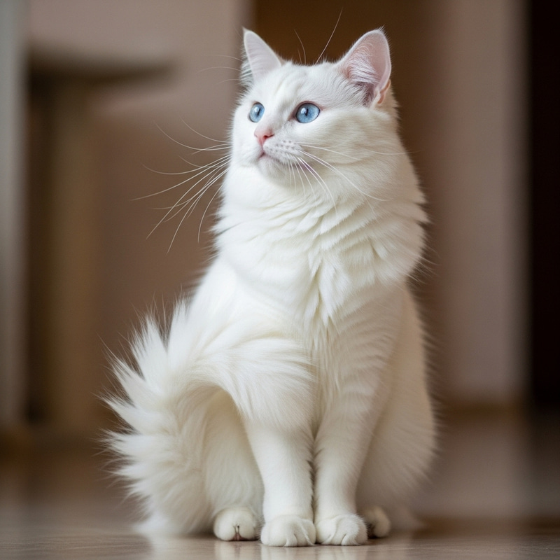 Elegant White Cat - Graceful and Fluffy