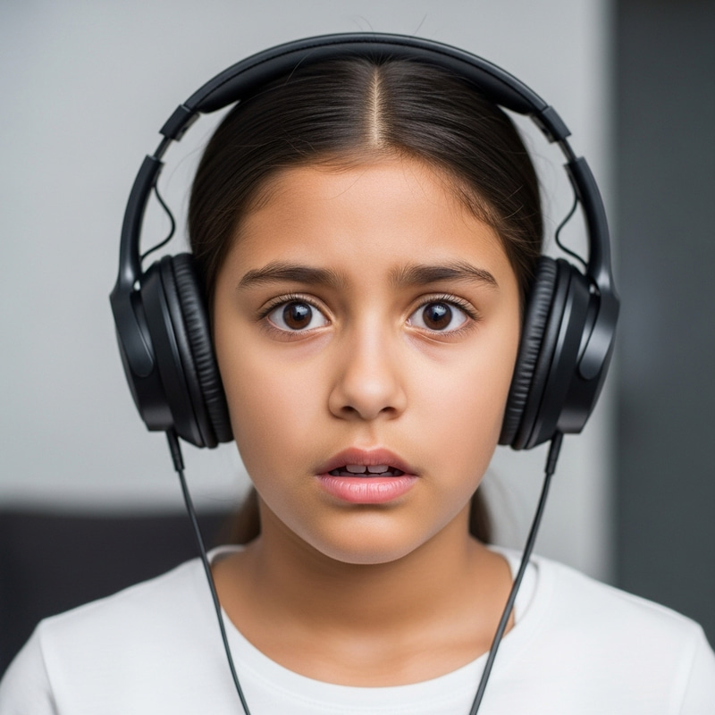 Scared Girl in Headphones - Emotional Photography Scared Girl in Headphones - Emotional Photography