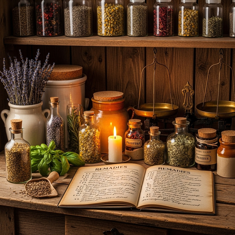 Vintage Herbal Remedies - Nostalgic Apothecary Scene