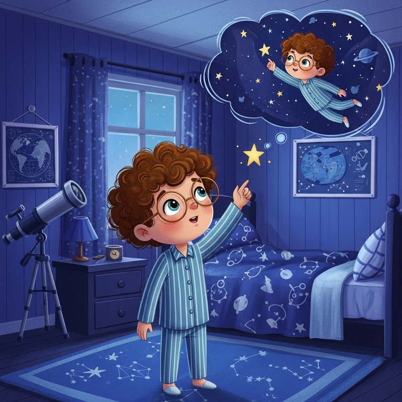 Enthusiastic Boy Reaches for the Stars in Dreamy Children's Storybook Animation Enthusiastic Boy Reaches for the Stars in Dreamy Children's Storybook Animation
