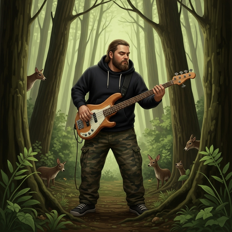 Woodland Bass Player: Musical Harmony in the Wild