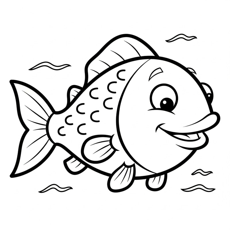 Classic Playful Fish Cartoon for Kids Coloring