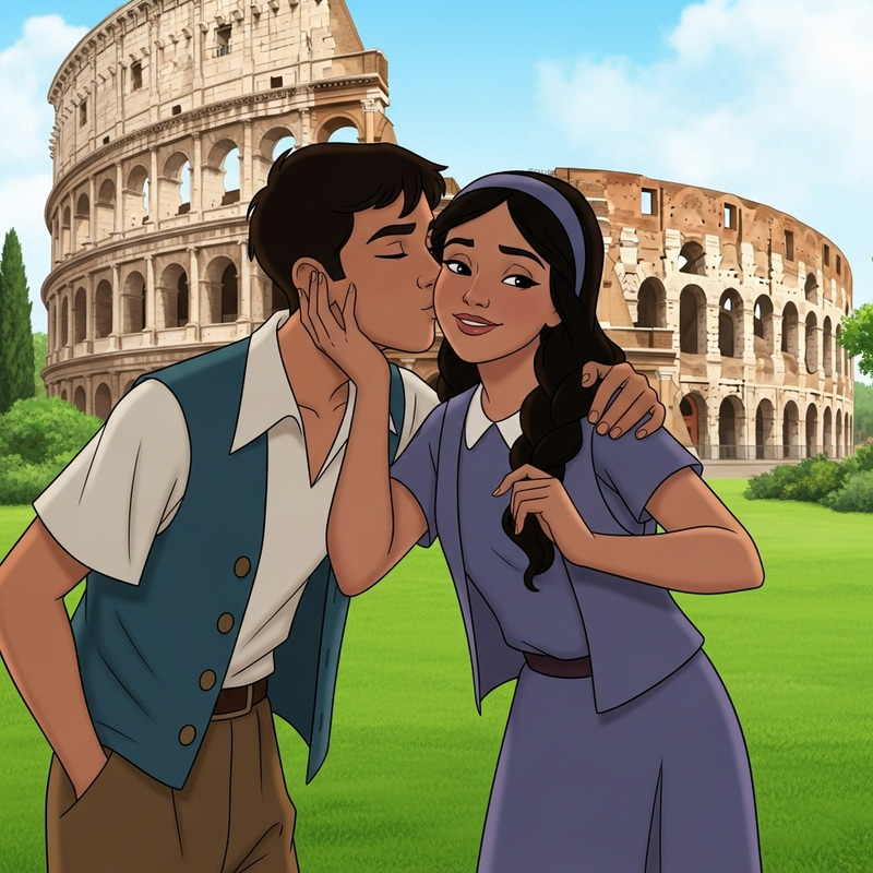 Disney Pixar Style: Teens at Roman Coliseum Disney Pixar Style: Teens at Roman Coliseum