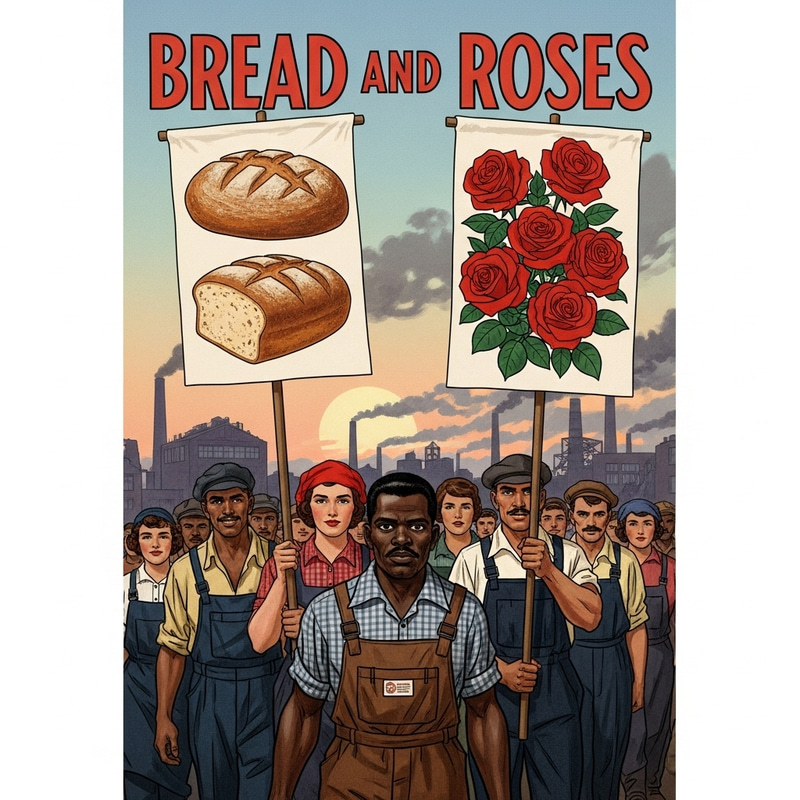 Empowering Bread and Roses Movement Poster Art Empowering Bread and Roses Movement Poster Art