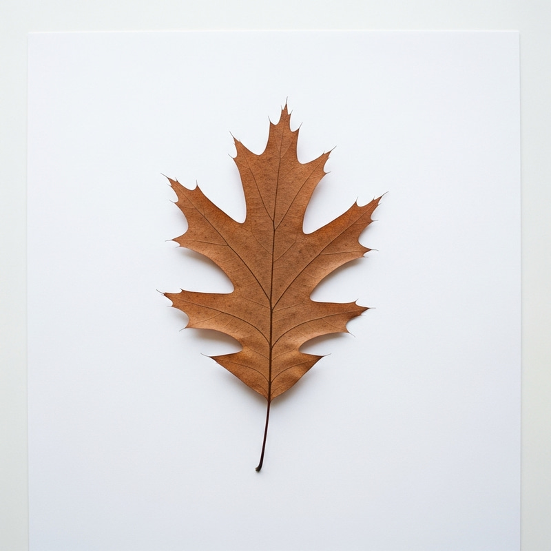 Stunning Photorealistic Oak Leaf on White Paper Stunning Photorealistic Oak Leaf on White Paper