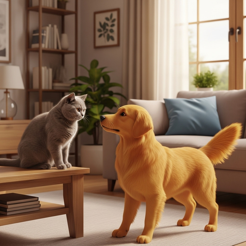 Cute Cat and Dog in Harmonious Setting
