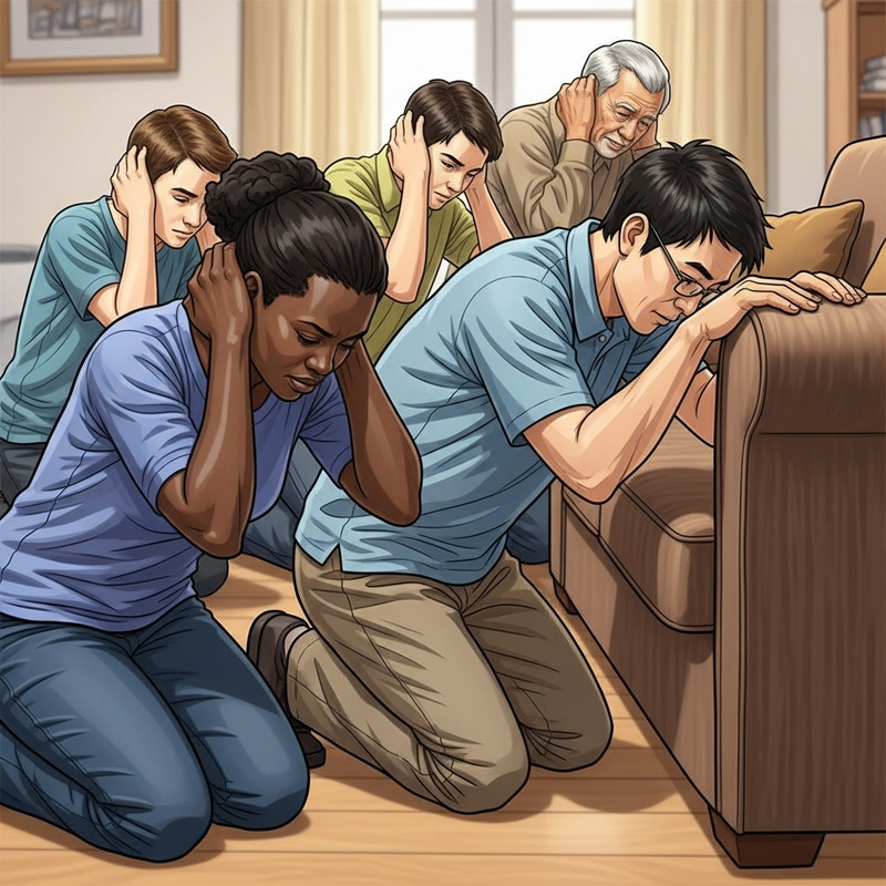 Drop, Cover and Hold Procedure: Safety Illustration Drop, Cover and Hold Procedure: Safety Illustration