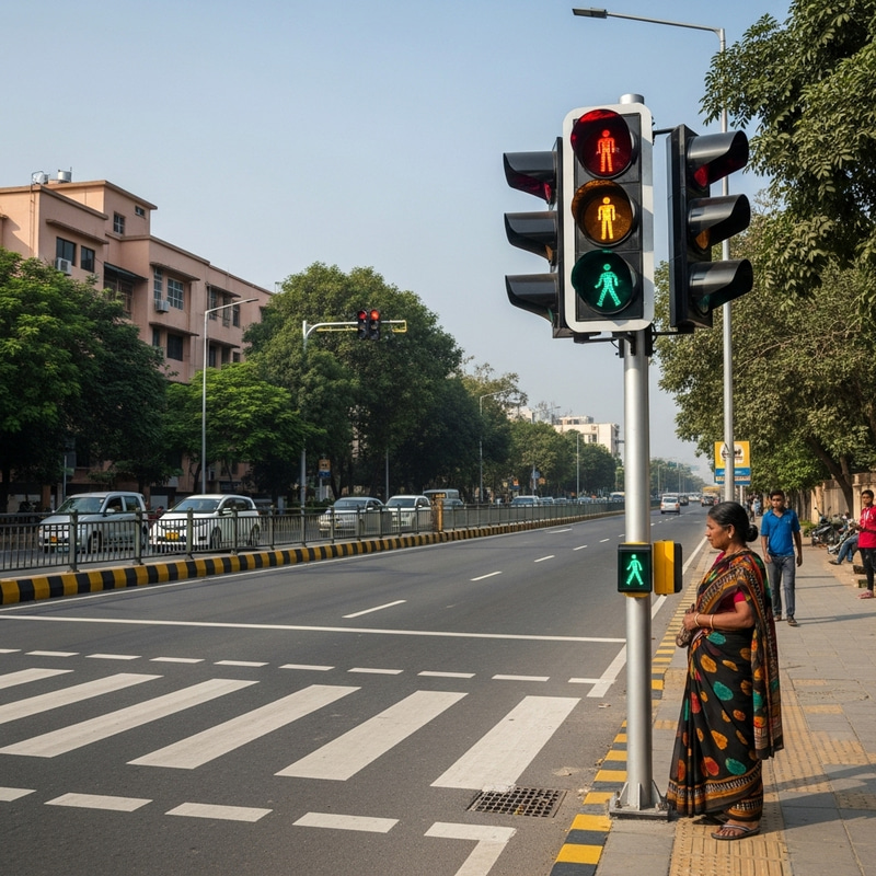 City Crosswalk: Zebra Crossing & Traffic Signal