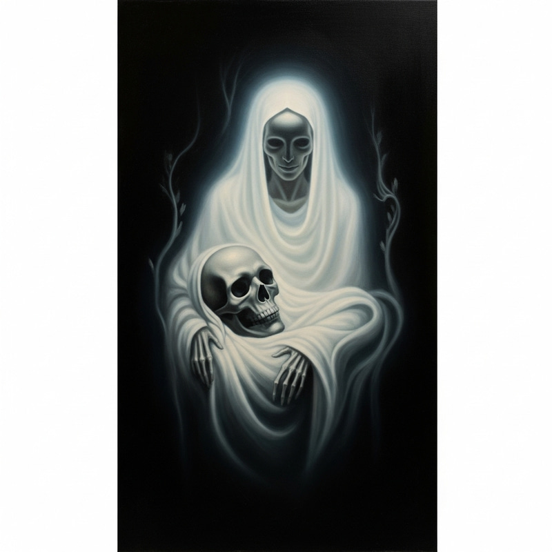 Surrealistic Interpretation of Death with Ethereal Light and Shadow
