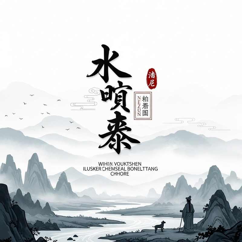 Serene Minimalist Chinese Landscape for Poster Design