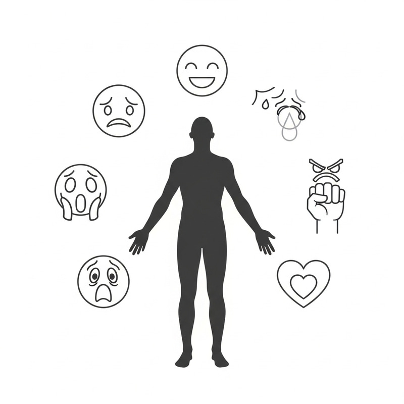 Abstract Human Emotions: Iconic Silhouette Depiction