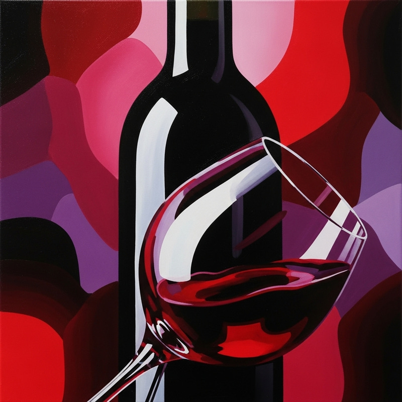 Abstract Wine Painting: Fluid Reds & Glittering Hues Abstract Wine Painting: Fluid Reds & Glittering Hues