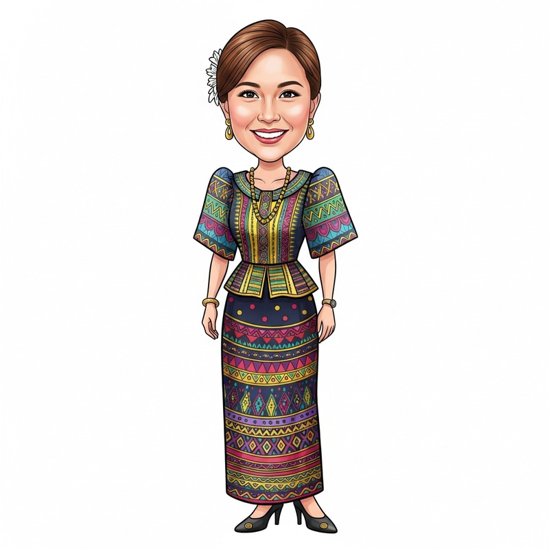 Colorful Traditional Filipina Saya Caricature Colorful Traditional Filipina Saya Caricature