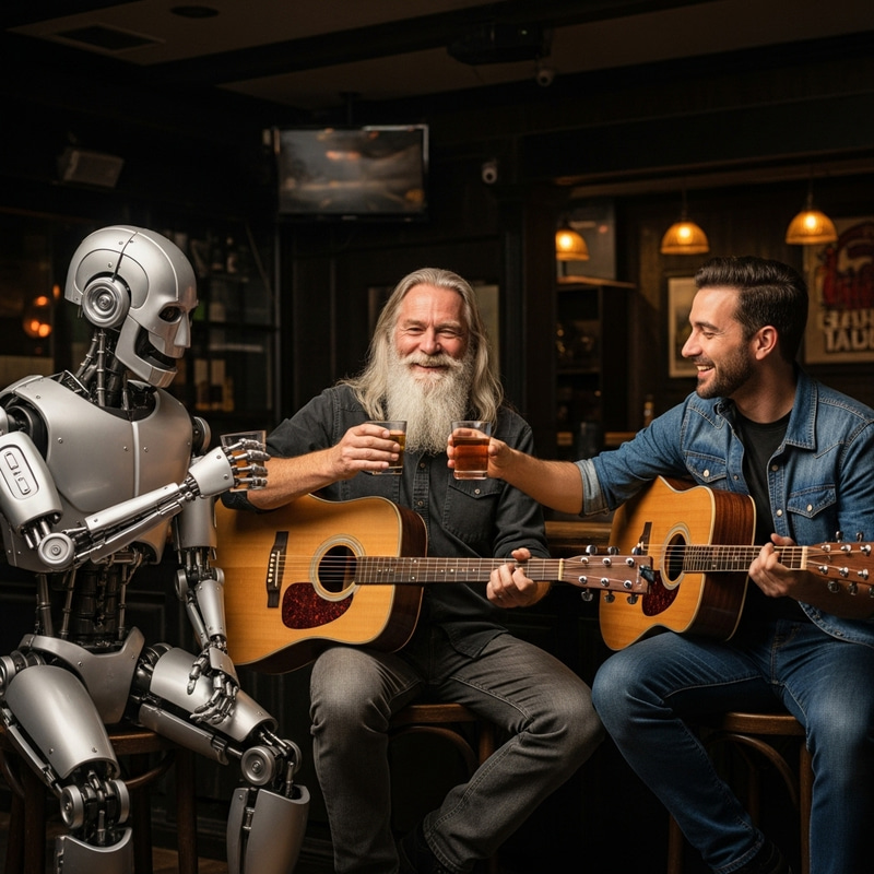Diverse Acoustic Band, Robot & Gray Haired Gentleman, Bar Break