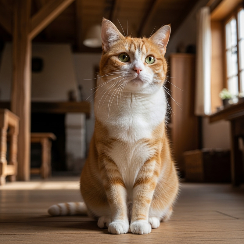 Beautiful Orange & White Cat - Charming Feline Companion