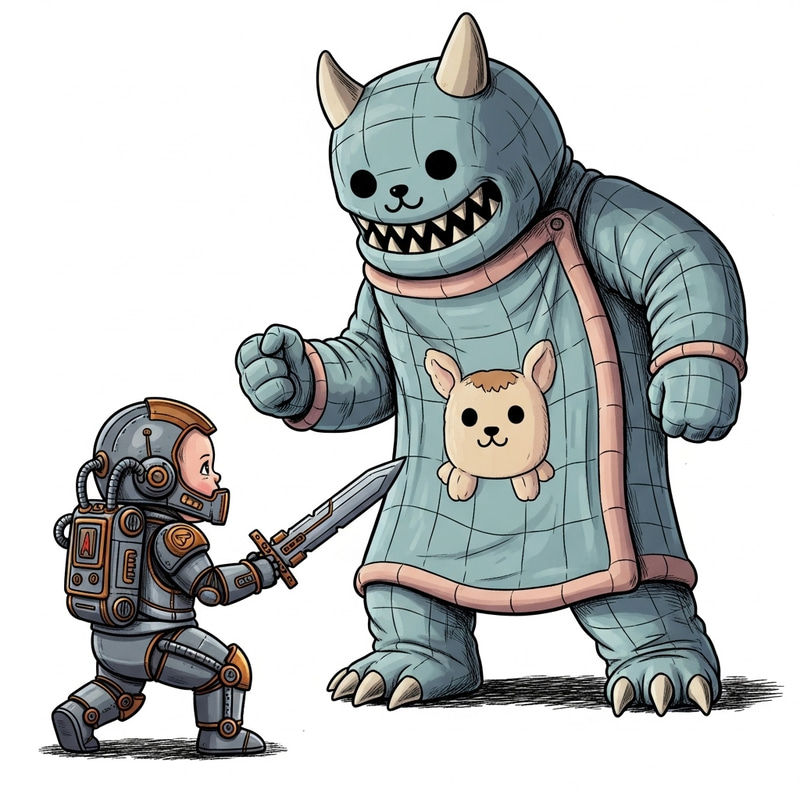 Anime-Style Baby Mech Battles Adorable Blankie Titan Anime-Style Baby Mech Battles Adorable Blankie Titan