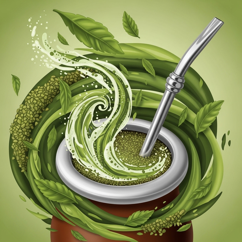 Abstract Yerba Mate Art: Green Nature Fusion