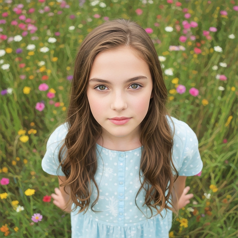 Serene Beauty in Wildflower Field | Ethereal Impressionist Portrait Serene Beauty in Wildflower Field | Ethereal Impressionist Portrait