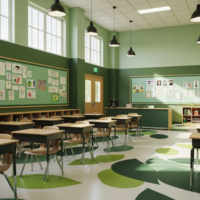 Green School Interior: Serene Environment for Learning Green School Interior: Serene Environment for Learning