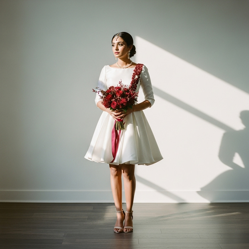 Vintage-Inspired South Asian Bride in Satin Dress Vintage-Inspired South Asian Bride in Satin Dress