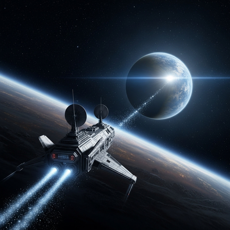 Spacecraft Journey to Radiant Unexplored Planet Spacecraft Journey to Radiant Unexplored Planet