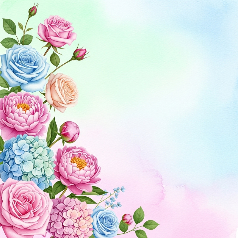 Watercolor Background with Floral Accents Watercolor Background with Floral Accents