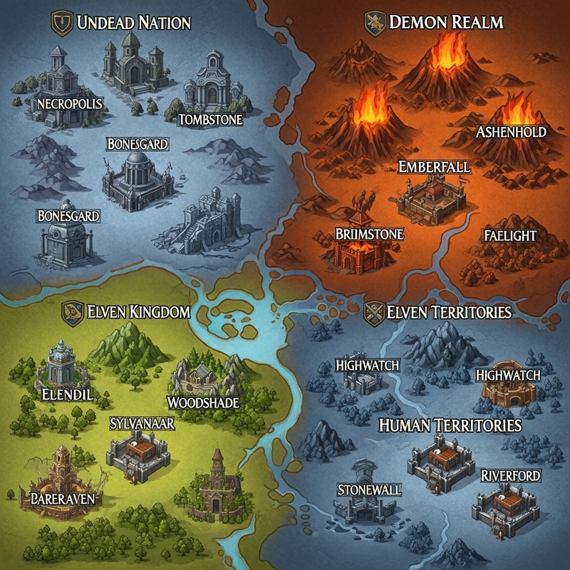 Explore the Fantasy Map of Four Unique Nations Explore the Fantasy Map of Four Unique Nations