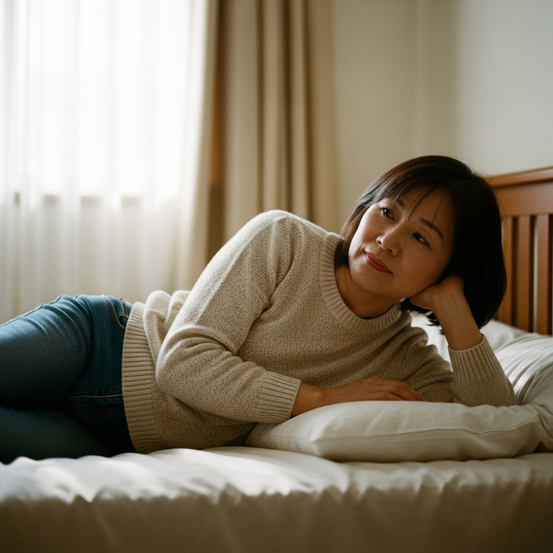 Candid Shot of Stylish Woman on Bed | Warm Natural Lighting, Bokeh Effect Candid Shot of Stylish Woman on Bed | Warm Natural Lighting, Bokeh Effect
