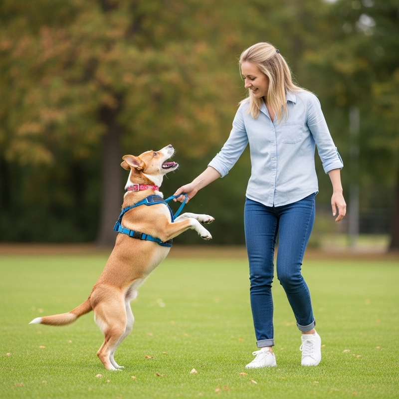 Playful Dog Jumping with Owner in Park | Joyful Pet Bond | Canon EOS R5