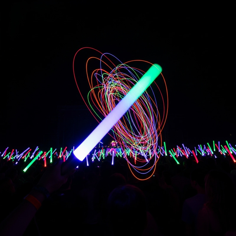 Vibrant Lightsticks: Capturing EDM Concert Energy Vibrant Lightsticks: Capturing EDM Concert Energy