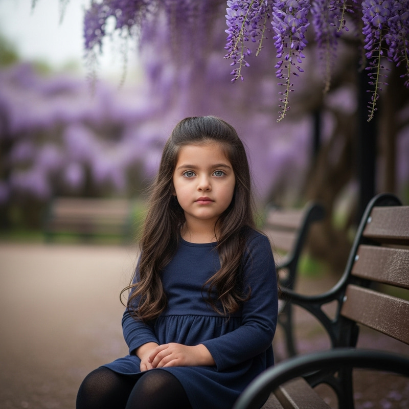 Stunning 5-Year-Old Girl with Elegant Half-Up Hairstyle and Beautiful Eyes