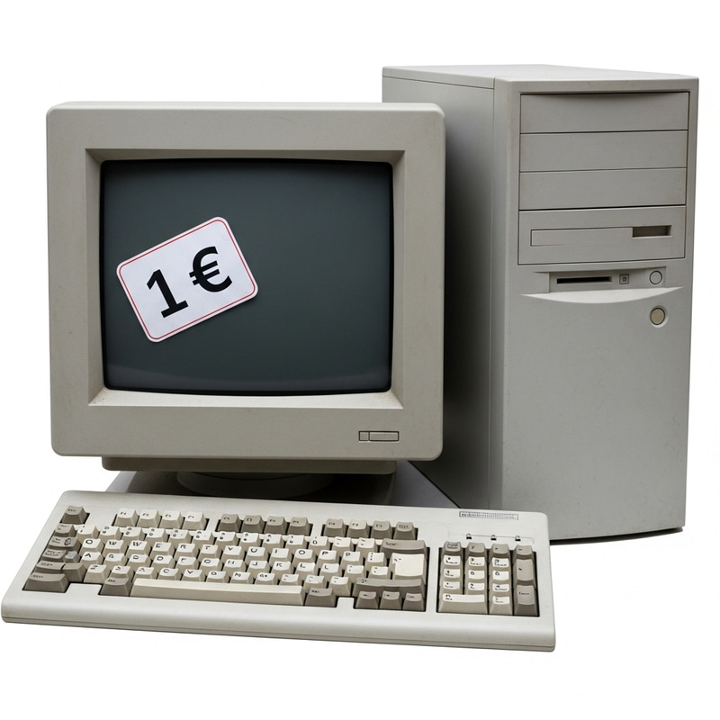 1 Euro Computer - Outdated Model with CRT Screen | Shop Now! 1 Euro Computer - Outdated Model with CRT Screen | Shop Now!