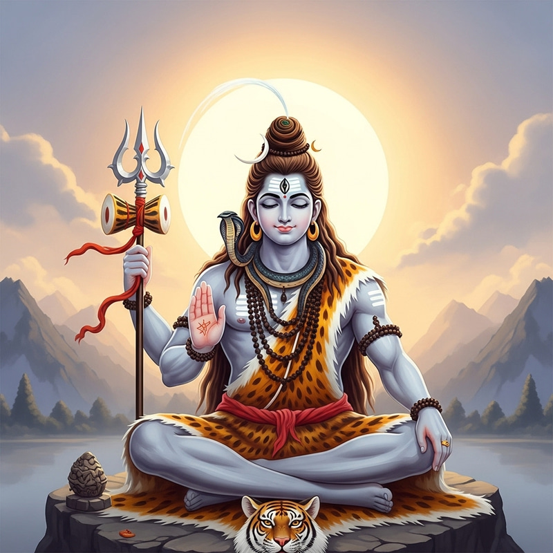 Lord Shiva: Serene Illustration with Powerful Energy