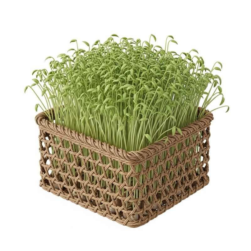 Organic Bean Sprouts in Intricately Woven 3D Basket Organic Bean Sprouts in Intricately Woven 3D Basket