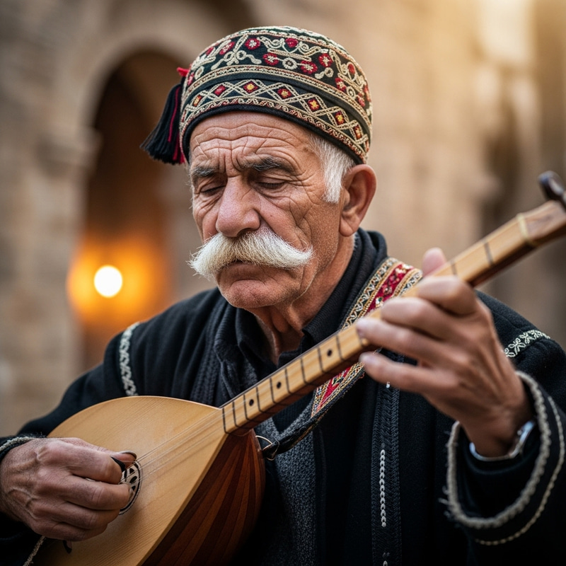 Authentic Folk Musician Şakiro Playing Bağlama Authentic Folk Musician Şakiro Playing Bağlama