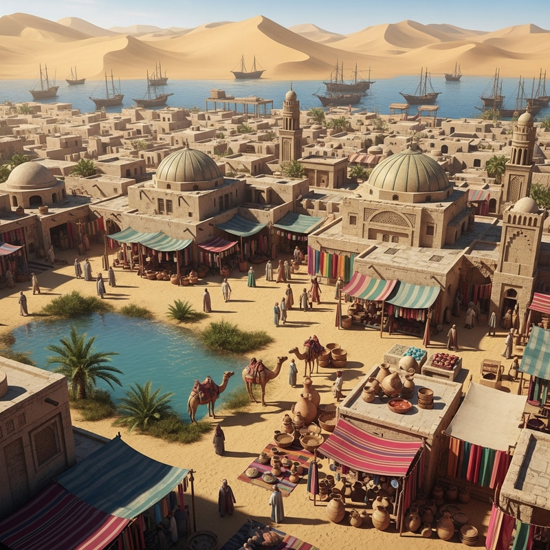 Desert Port City | Oasis Souks & Camel Caravans Desert Port City | Oasis Souks & Camel Caravans