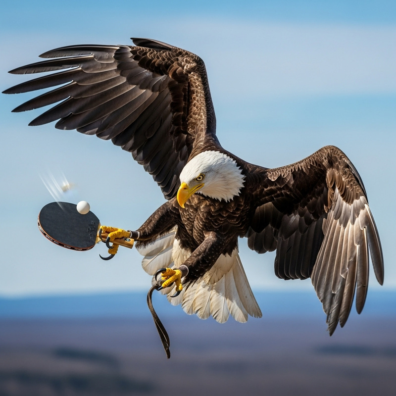 Majestic Eagle Swinging Ping Pong Paddle | Precision in Flight Majestic Eagle Swinging Ping Pong Paddle | Precision in Flight