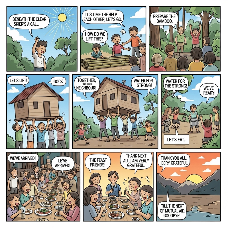 Heartwarming Bayanihan Story: Simplified Cartoon Comic