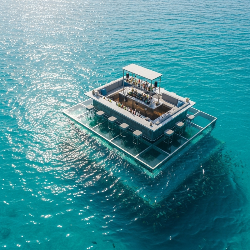 Incredible Glass Bottom Floating Bar | Ocean Views Incredible Glass Bottom Floating Bar | Ocean Views