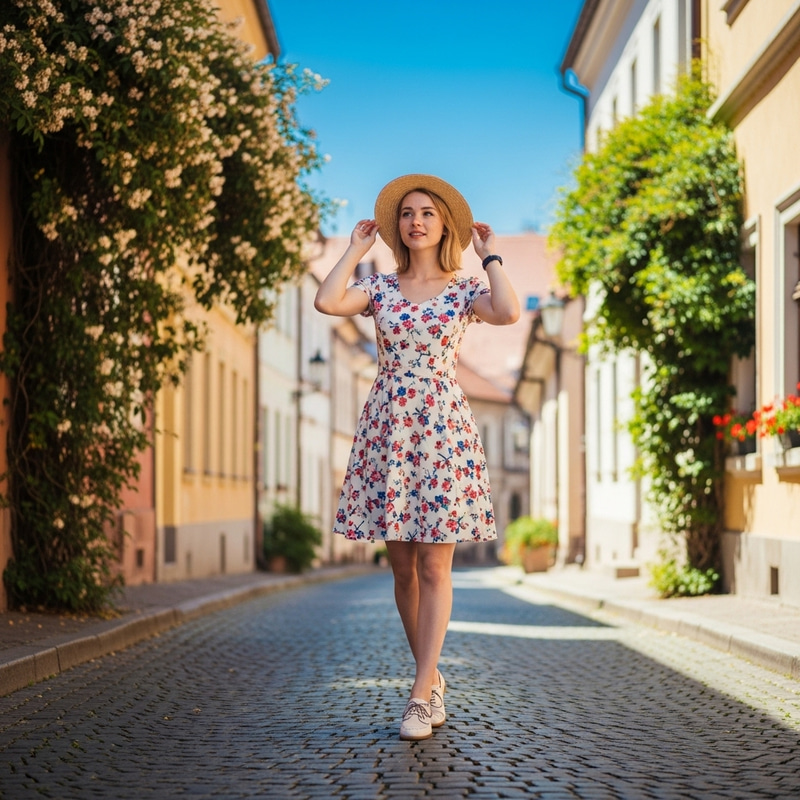Gorgeous European Girl Exploring Historic Town Gorgeous European Girl Exploring Historic Town