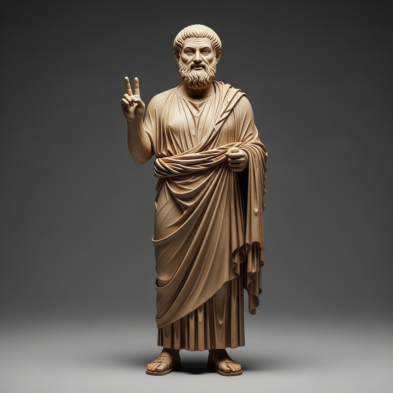 Aristotle Statue Smiling Realistic Pose in Ancient Greek Toga Aristotle Statue Smiling Realistic Pose in Ancient Greek Toga