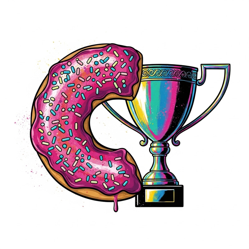 Expressive Donut Trophy Logo: Daring Street Art Illustration