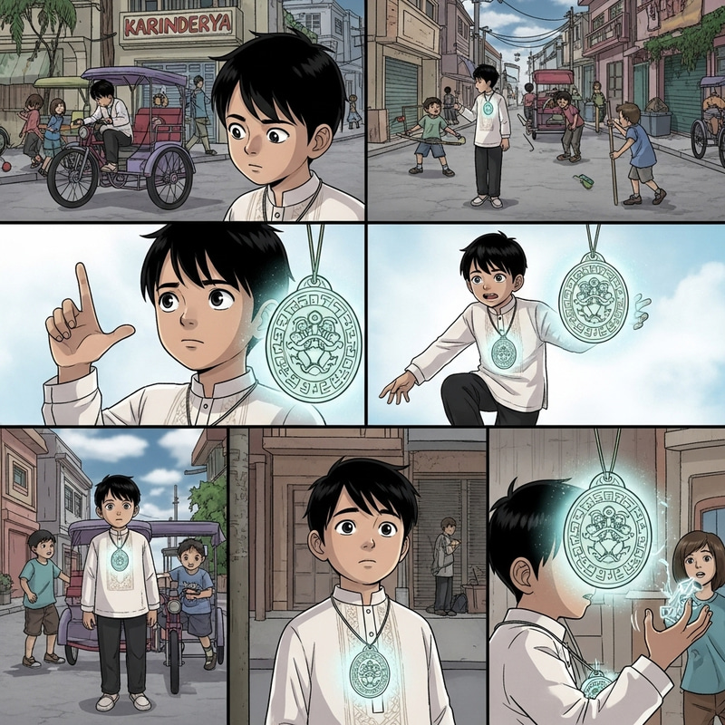 Filipino Kid with Magical Amulet - Comic Adventures