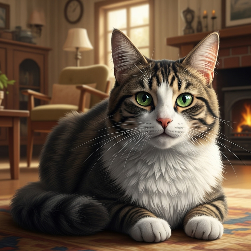 Solitary Brown, Black, and White Cat Solitary Brown, Black, and White Cat