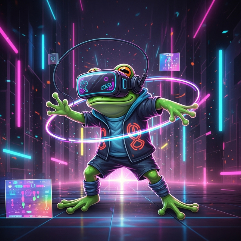 Cyberpunk Frog Dancing in Neon Virtual Reality Cyberpunk Frog Dancing in Neon Virtual Reality