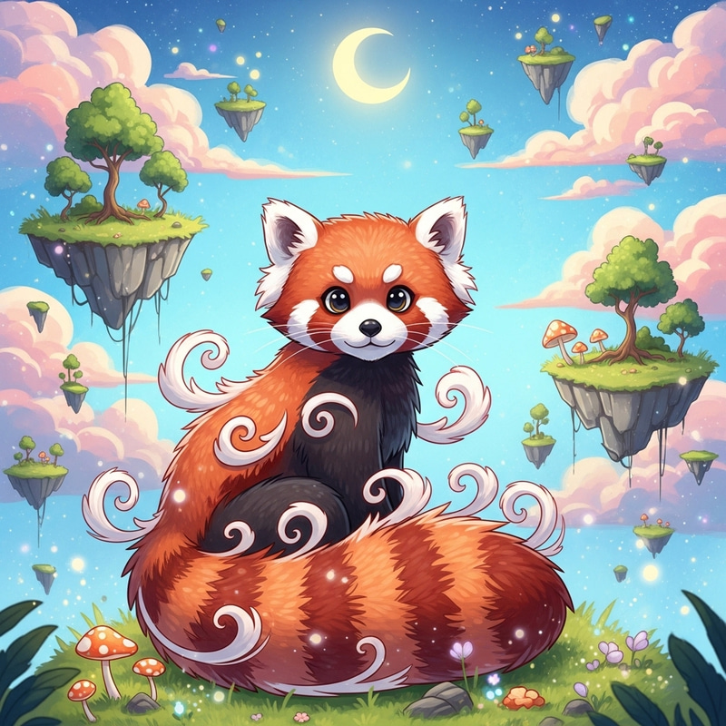 Red Panda Illustration, Non-Realistic Style