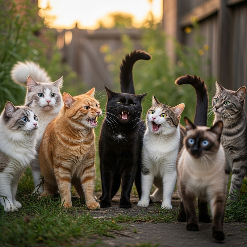 Cat Fight Intervention: Brave Cat Steps In - Animated Image Cat Fight Intervention: Brave Cat Steps In - Animated Image