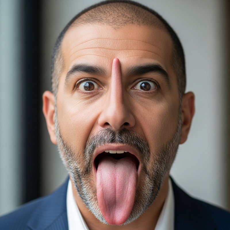 Middle-Eastern Man with Extraordinarily Long Tongue | Astonishing Image