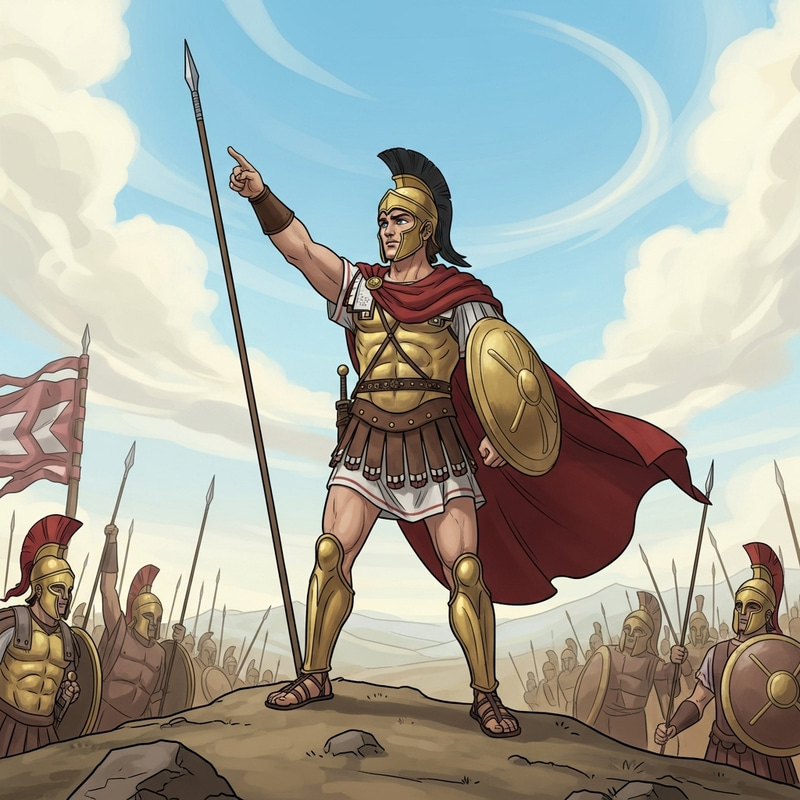 Ancient Greek Conqueror in Art: Legendary Warrior Illustration